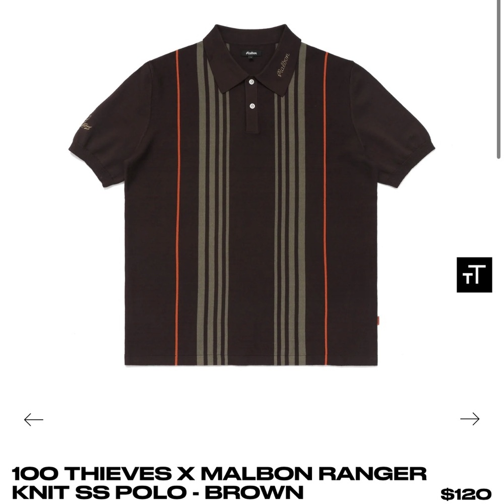 100 THIEVES X MALBON RANGER KNIT SS POLO - BROWN
Size Medium